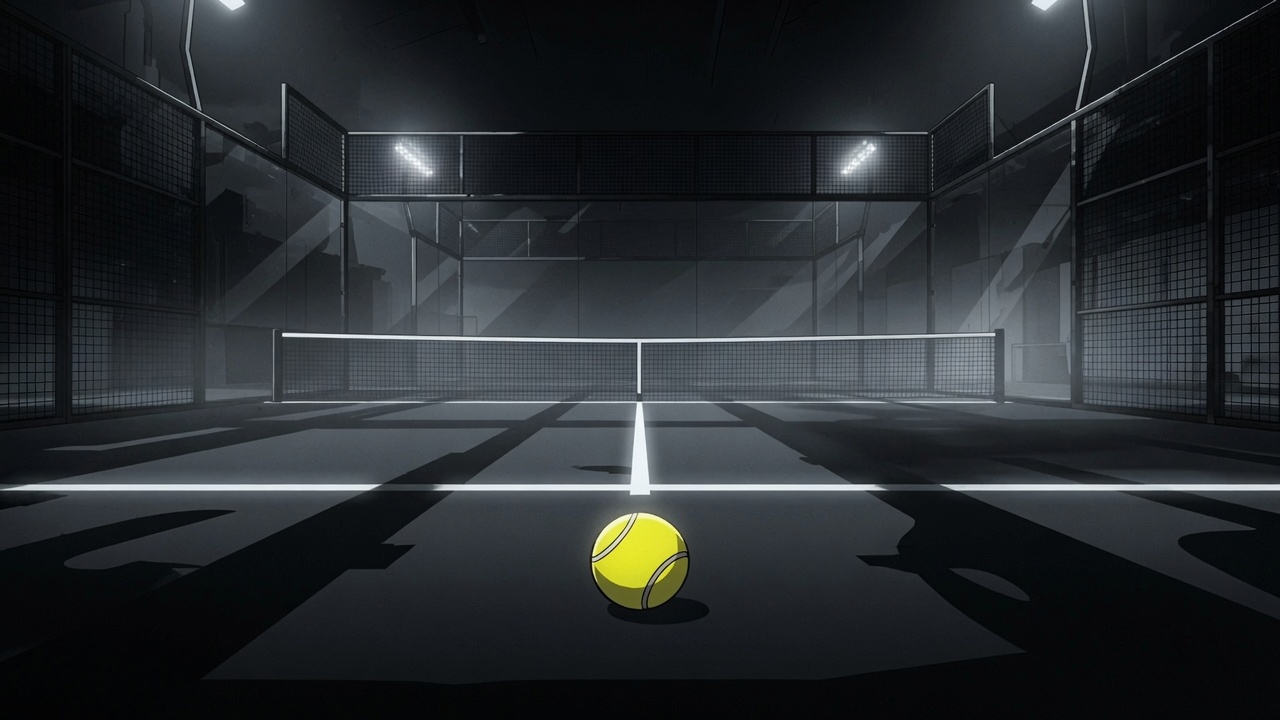 Échange tendu au padel avec balle visant le couloir central